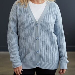 Hollister Women's Light Blue Knit Cardigan